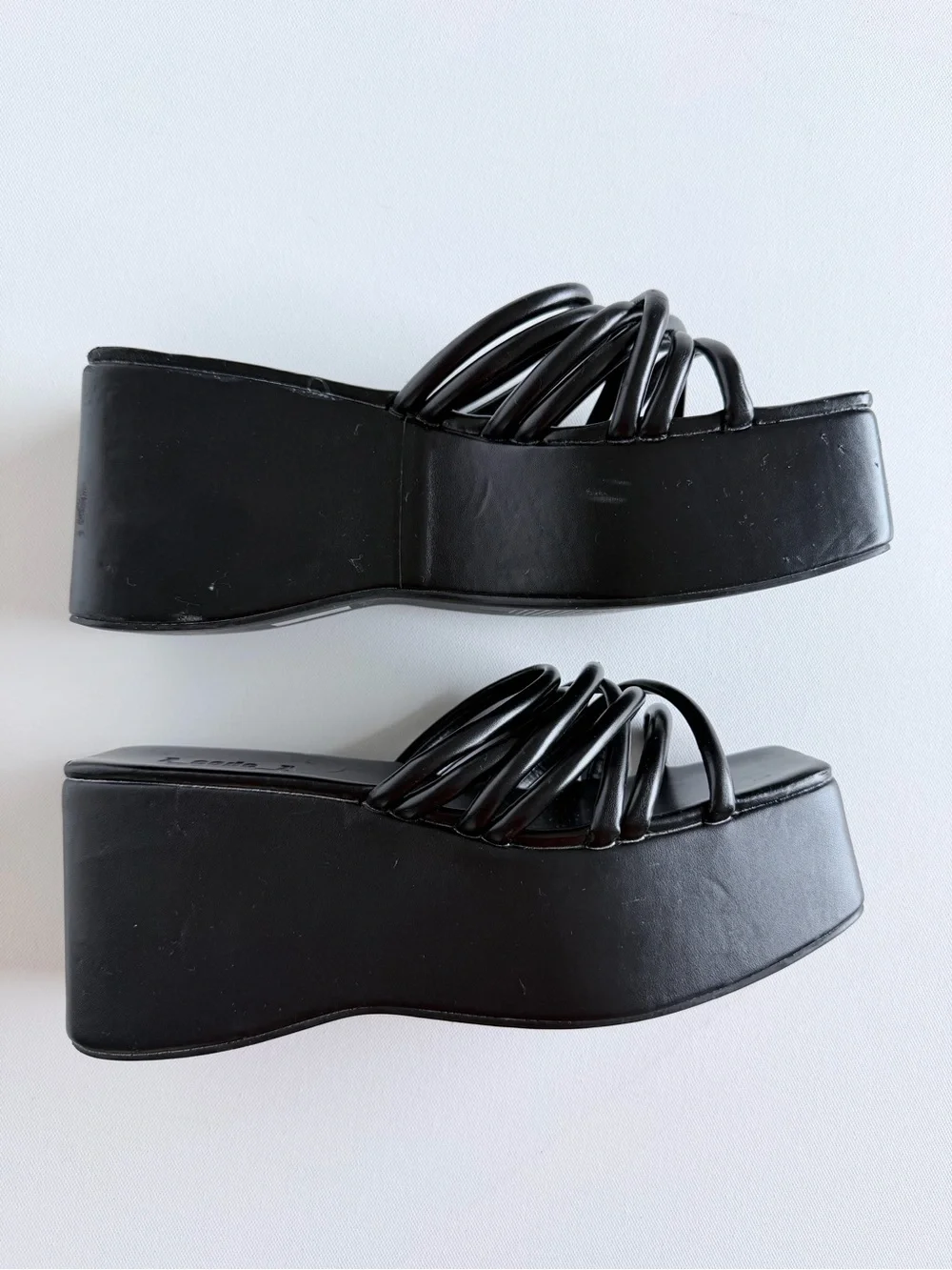 Z_Code_Z Yuli Black Platform Strappy Slide Sandals Y2K Size 7